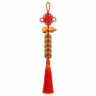 Feng Shui závěs 5 mincí s Wu Lou, 33cm